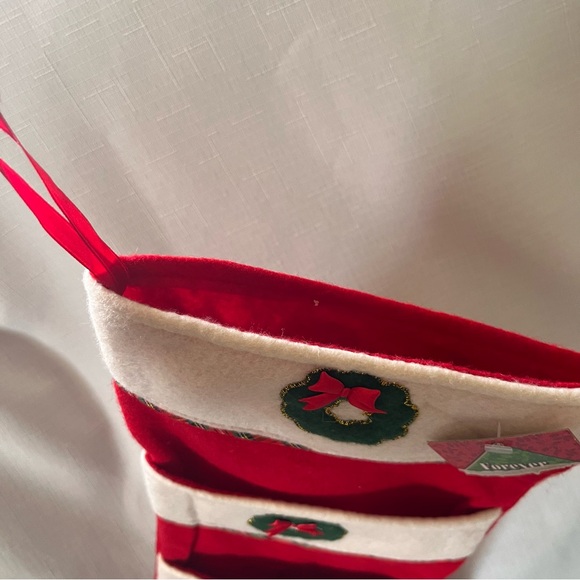 NWT Vintage Christmas Stocking with three pockets Felt Holiday Decor - Picture 7 of 11